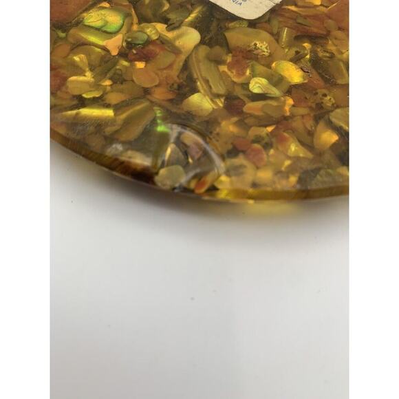 Vintage MCM Amber Plympton's Lucite & Genuine Abalone Shell Trivet Decor - Picture 6 of 6